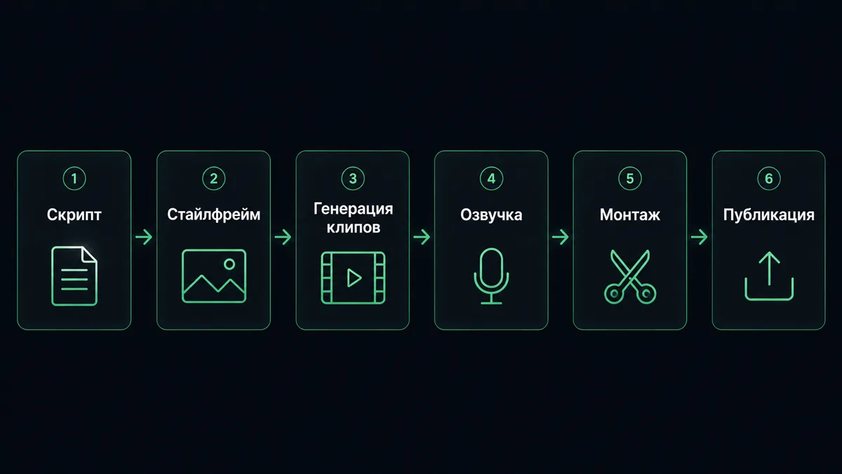 Пайплайн с монтажом для длинного AI-видео
