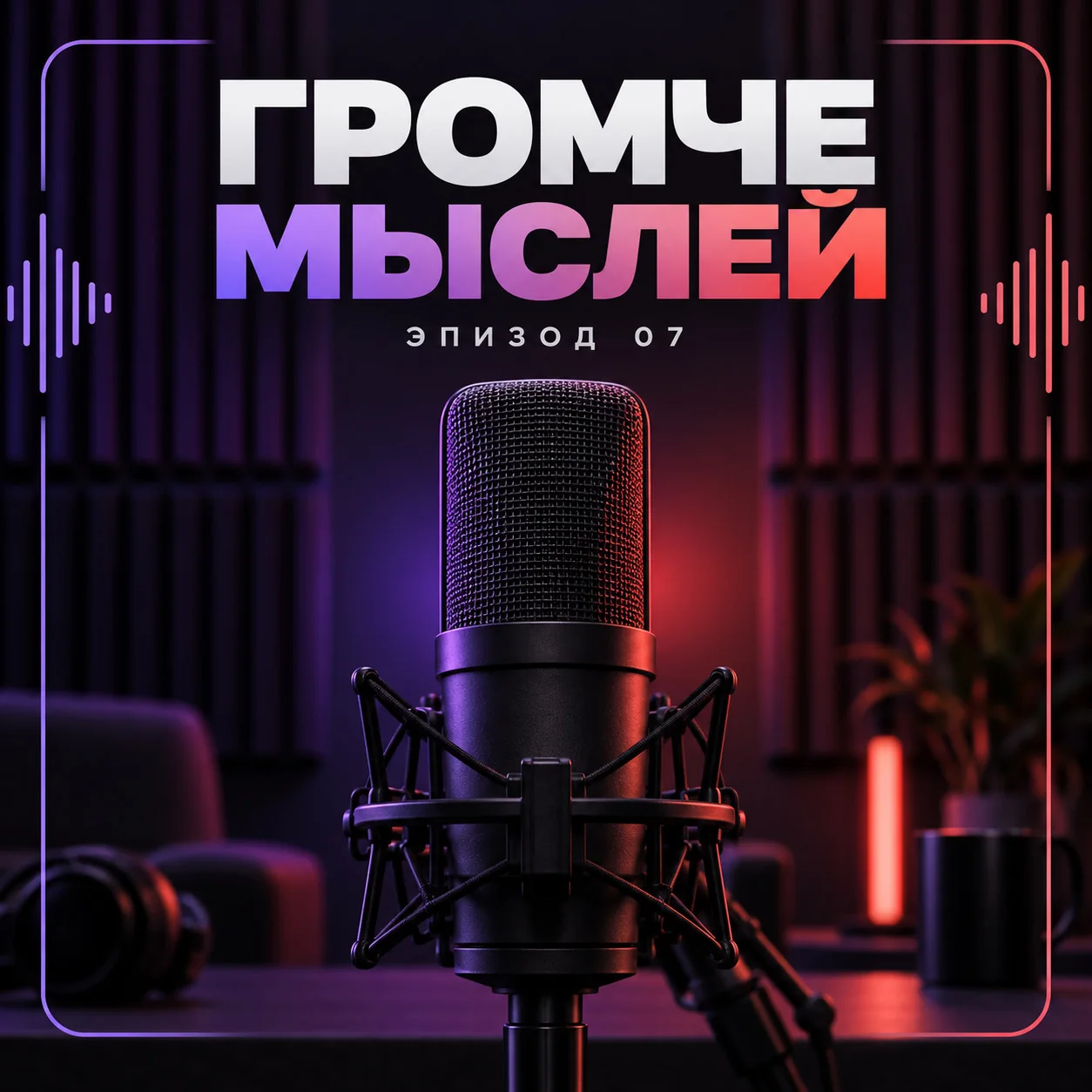 Шаблон обложки подкаста «Громче мыслей», эпизод 07