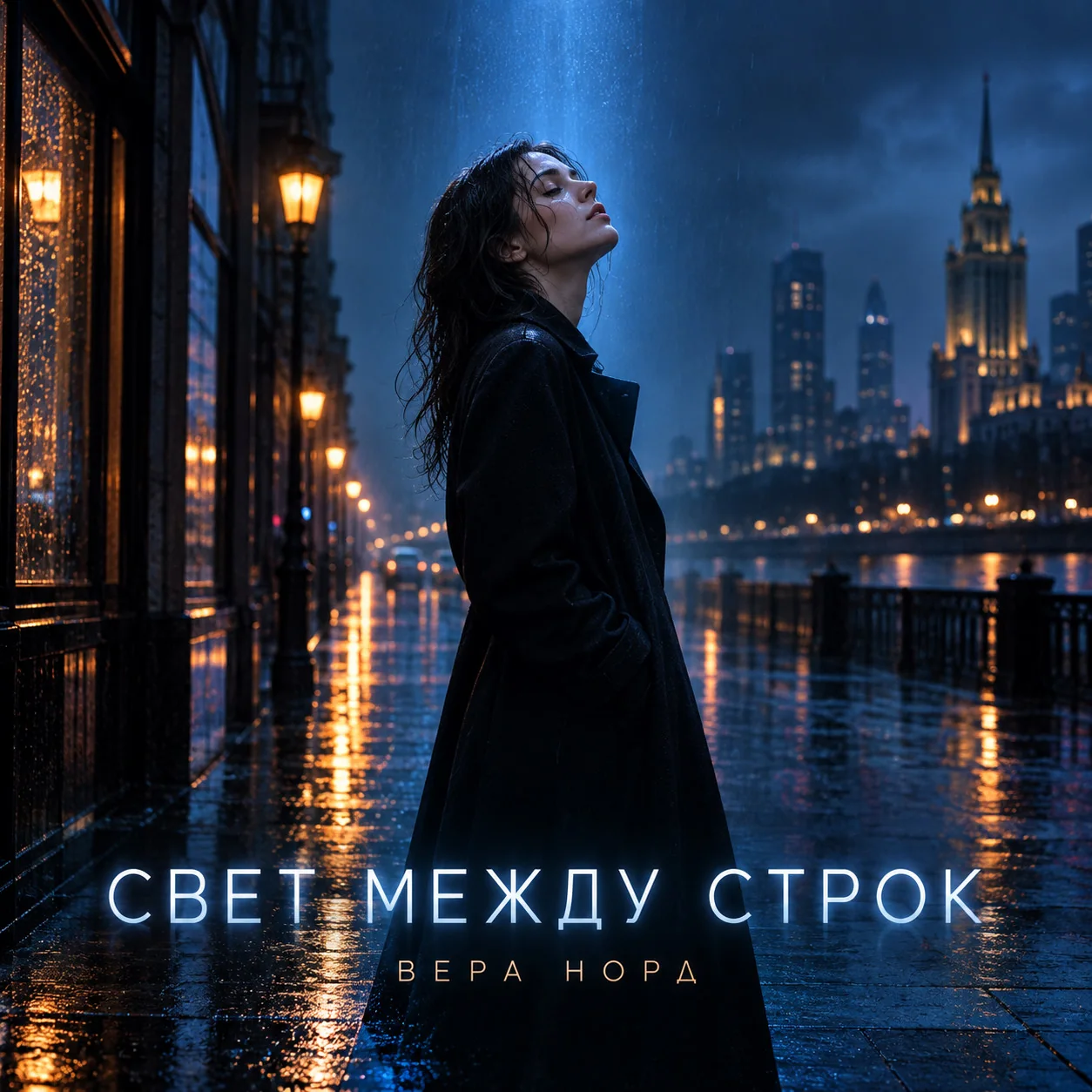 Обложка сингла «Свет между строк» выдуманной исполнительницы Вера Норд